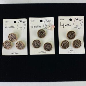 Vintage La Petite Spectemur Agendo Metal Shank Buttons Lot of 3 Cards